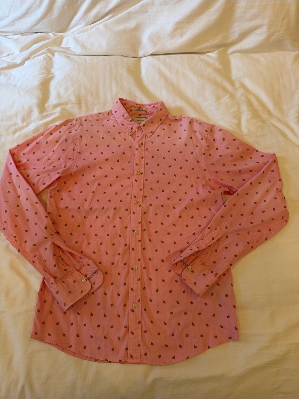 Scotch & Soda Pink Button-Down Shirt with Small Paisley Print